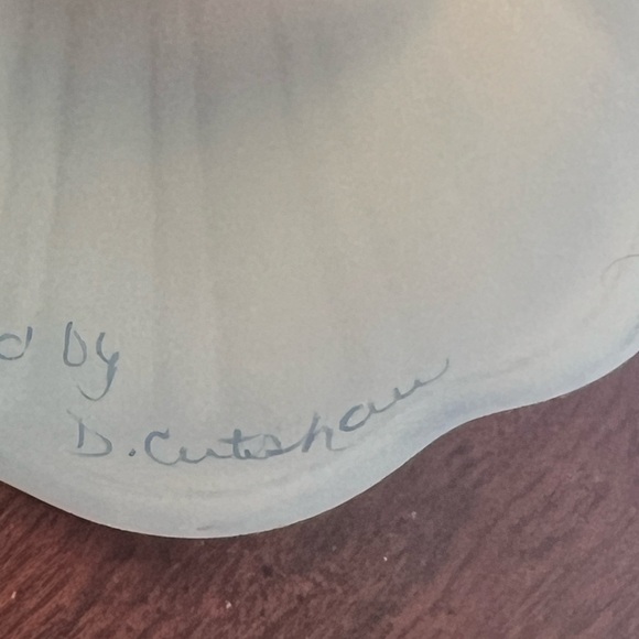 Fenton Vintage Signed Art Glass Blue Satin Hand Painted Bell So Gently He Comes - Picture 8 of 10